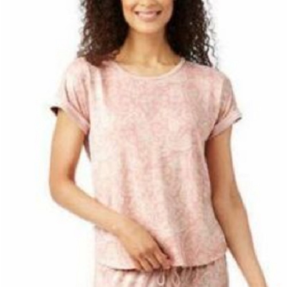 Lucky Brand Pink and White Pajama Top Size L